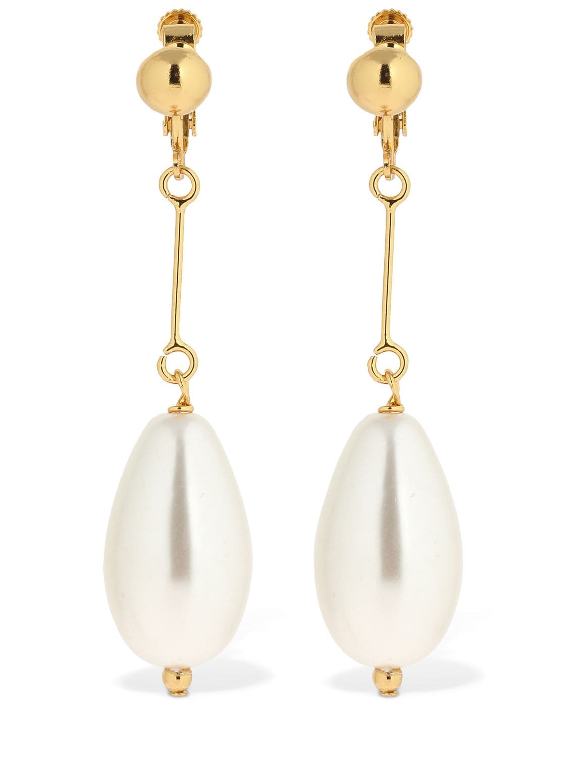 Moschino Imitation Pearl Clip-on Earrings In Gold,white