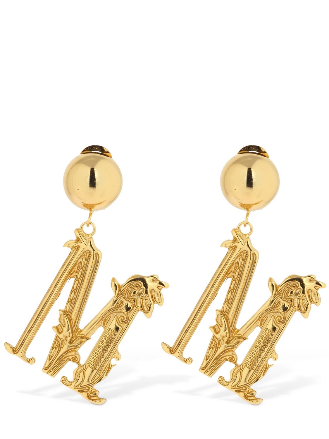 MOSCHINO "M" MOSCHINO ENGRAVED CLIP-ON EARRINGS,72IG1S002-NJA20