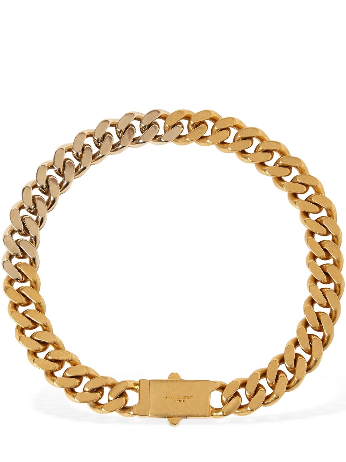 SAINT LAURENT Two Tone Chunky Chain Short Necklace