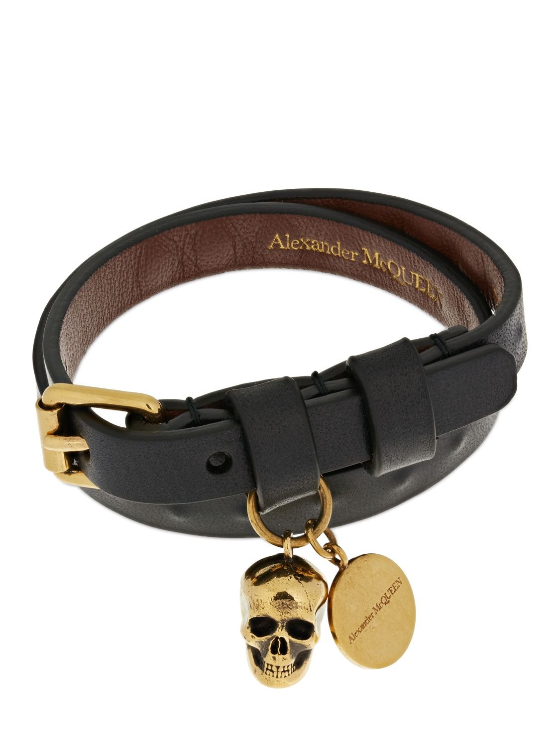 Alexander Mcqueen Double Wrap Studded Leather Bracelet In Black | ModeSens