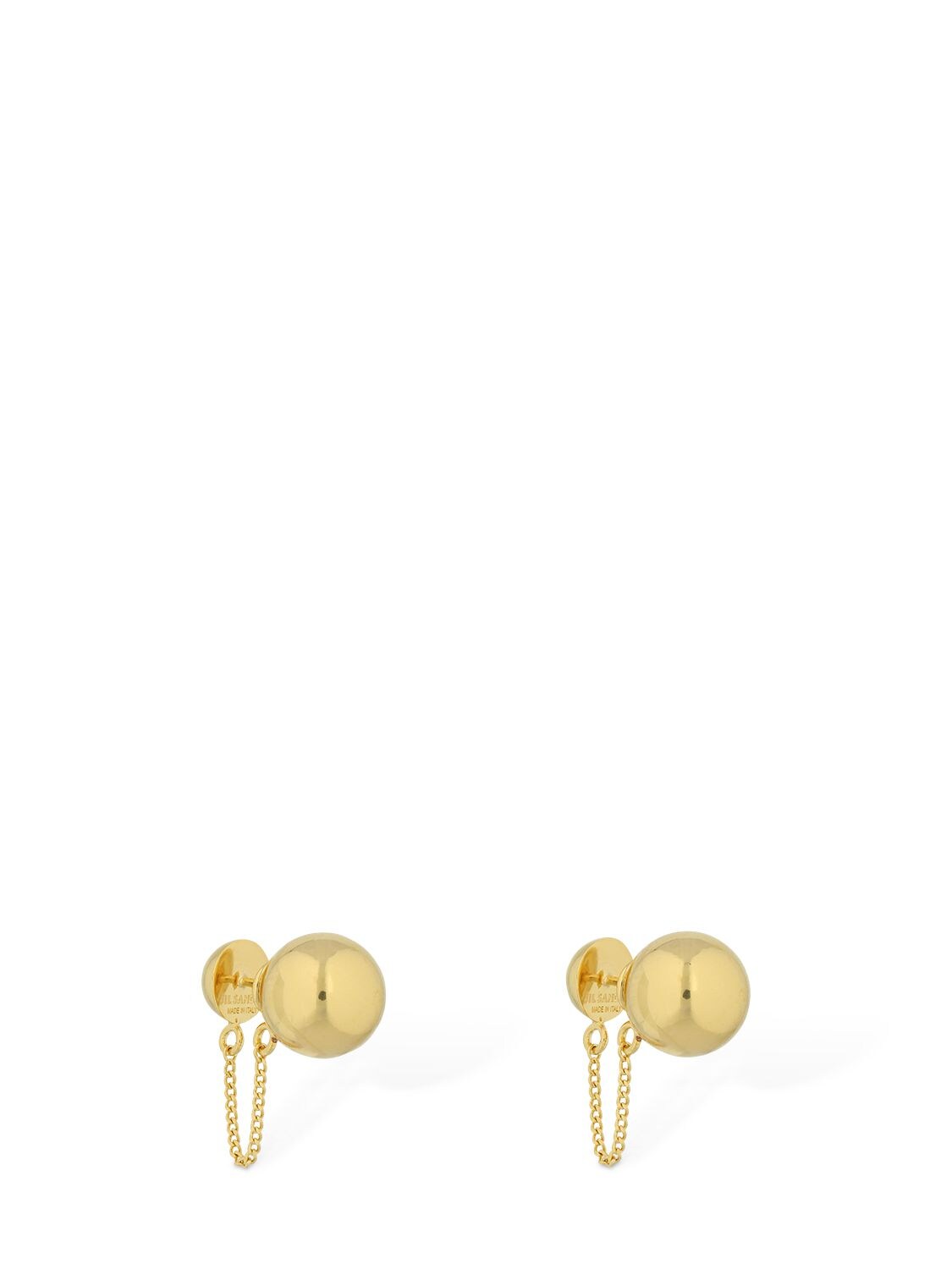 JIL SANDER Small Sphere Stud Earrings W/ Chain