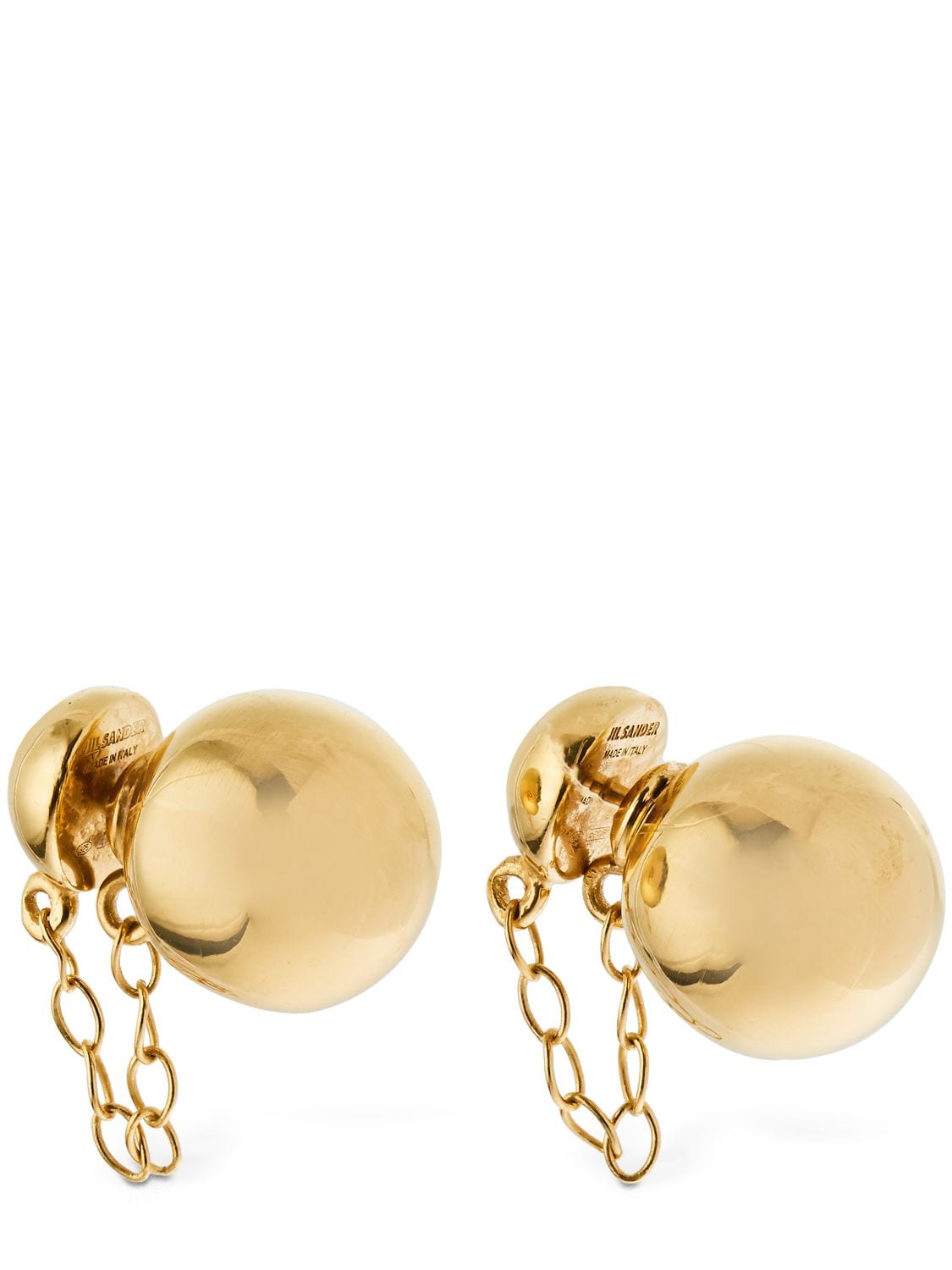 Image of Small Sphere Stud Earrings W/ Chain