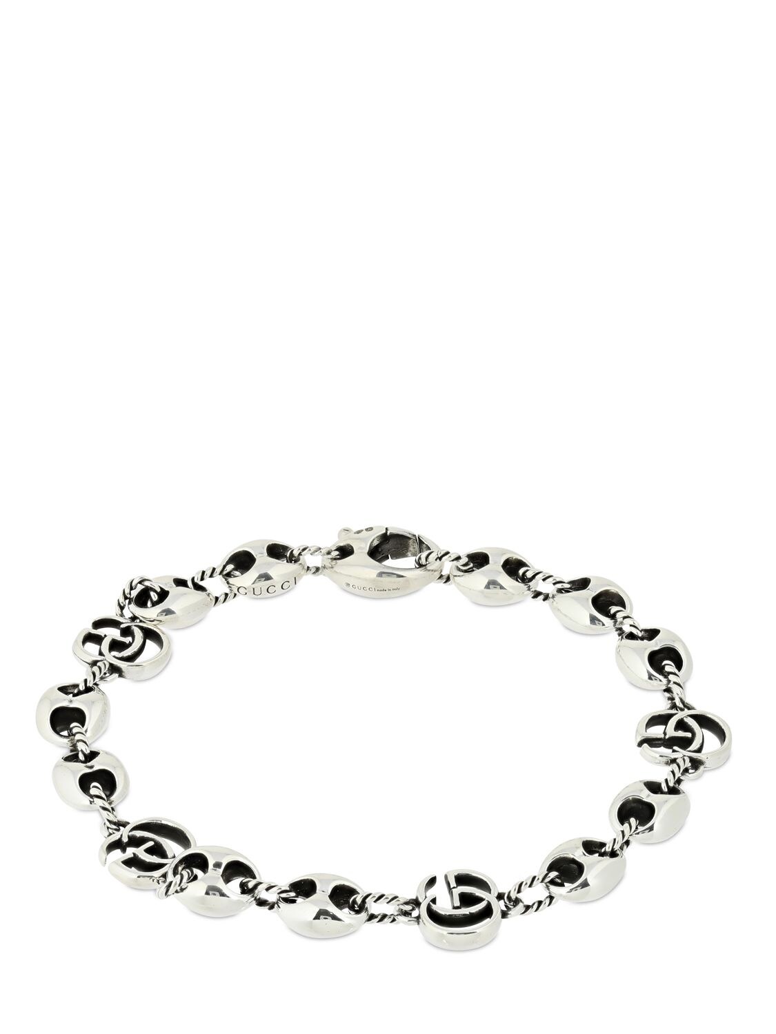 Gucci Gg Marmont Bracelet W/ Marina Chain In Silver