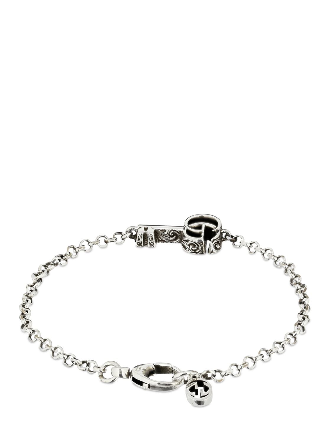 Gucci Gg Key Sterling Silver Bracelet | ModeSens