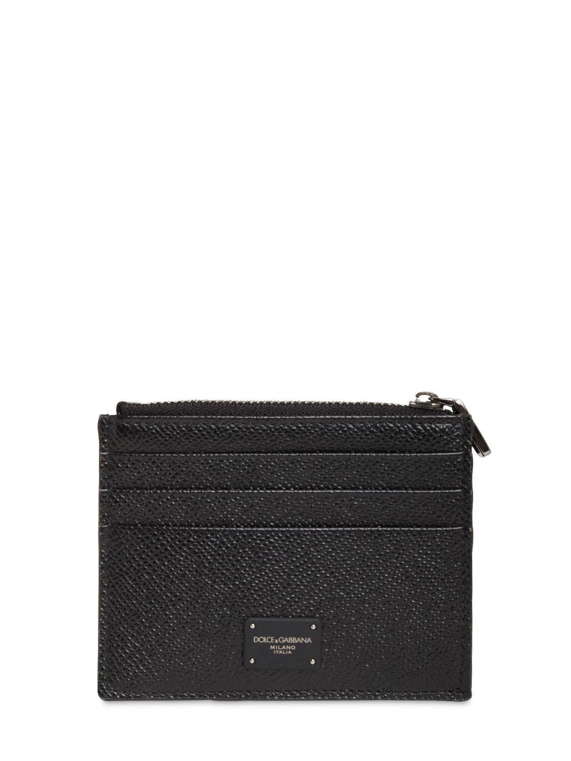 Dolce & Gabbana Logo Label Leather Card Holder In Black