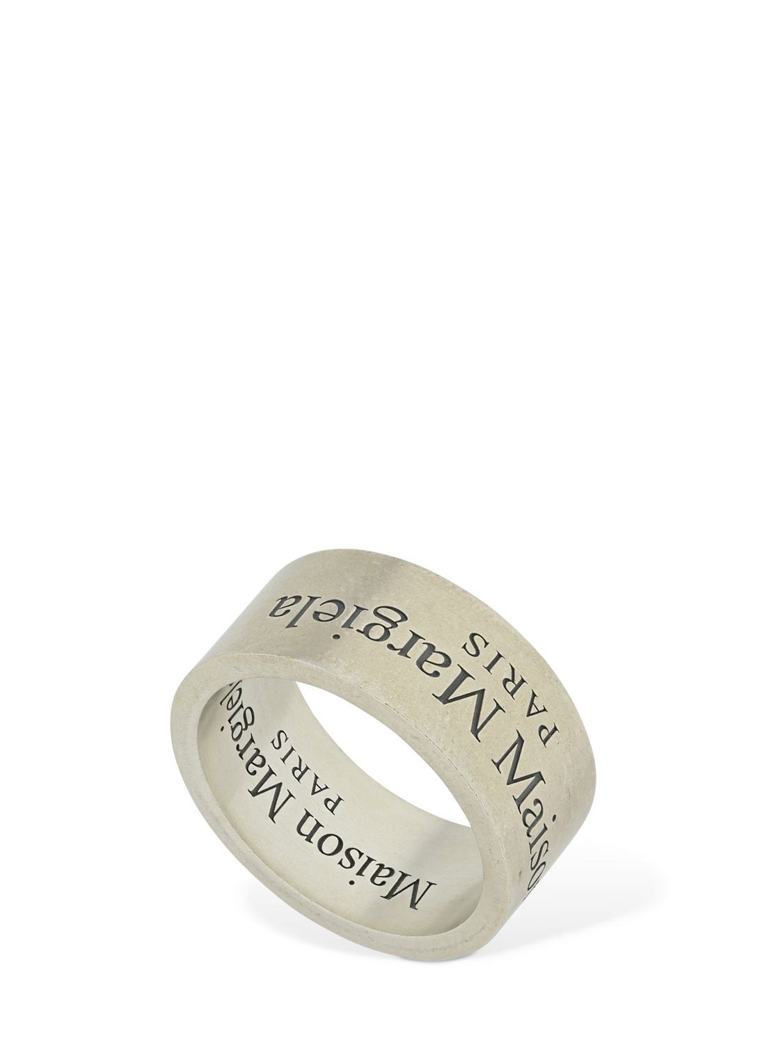 Maison Margiela Upside Down Logo Thick Ring In Silver | ModeSens Maison Margiela Upside Down Logo Thick Ring In Silver | ModeSens