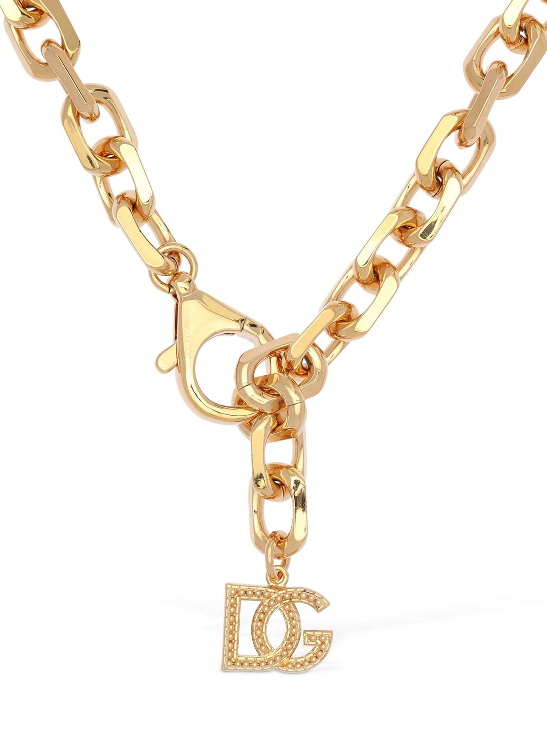 Dolce & Gabbana Dg Logo Charm Chunky Chain Necklace In Gold