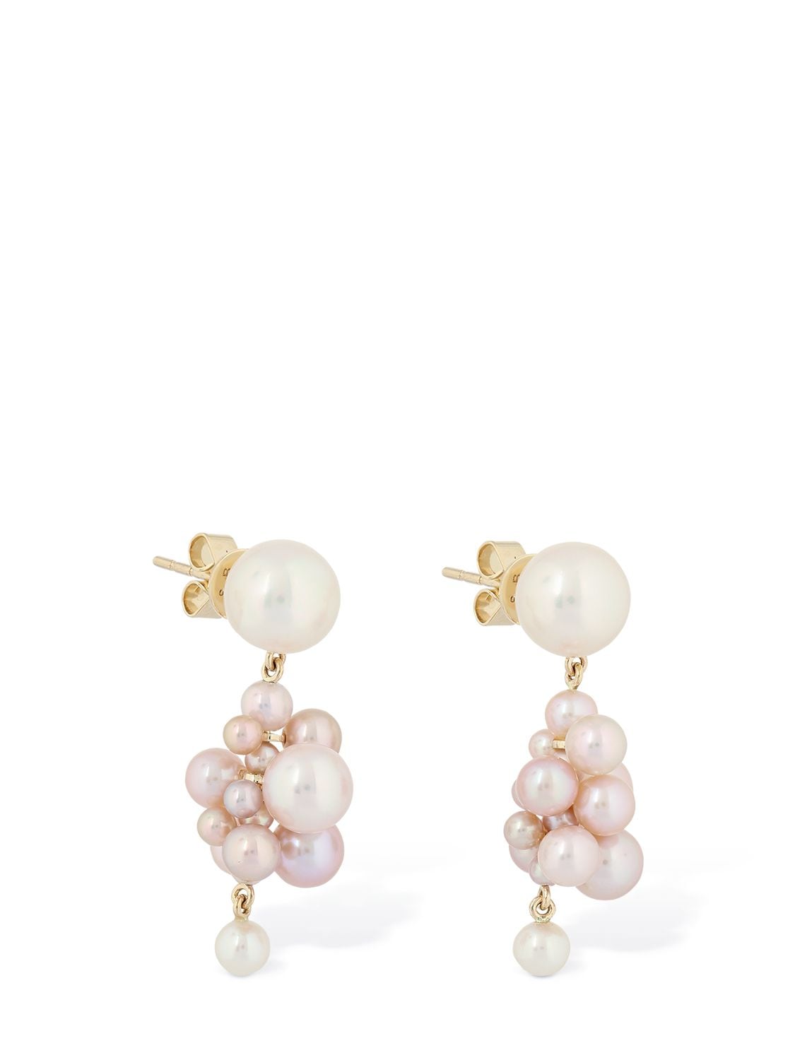 Shop Sophie Bille Brahe 14kt & Pearl Botticelli Rose Earrings In Pearl,pink