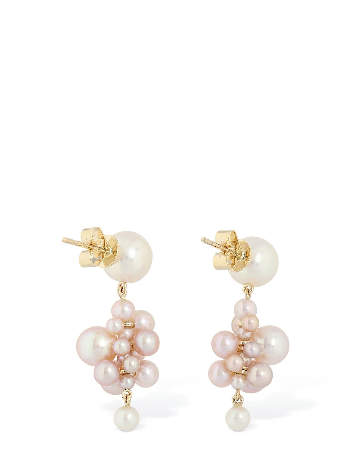 Shop Sophie Bille Brahe 14kt & Pearl Botticelli Rose Earrings In Pearl,pink