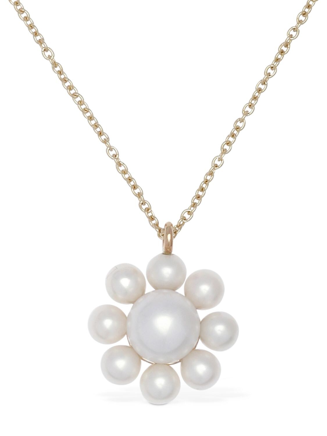 Shop Sophie Bille Brahe Margherita Short Necklace W/ Pearl Charm In Gold,pearl