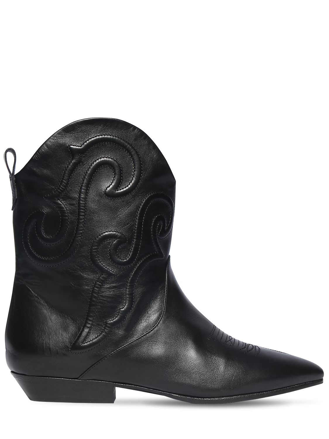 Saint Laurent 20mm Bonnie Leather Cowboy Boots In Black