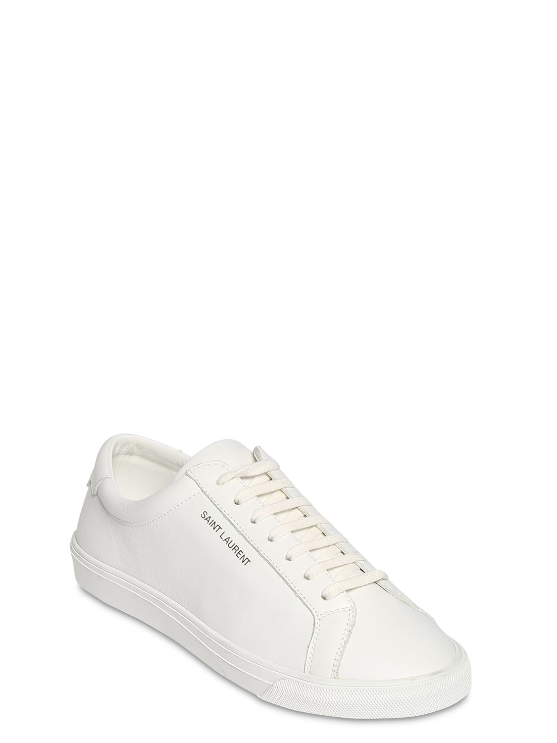 Saint Laurent Andy Logo-print Leather Sneakers In White | ModeSens