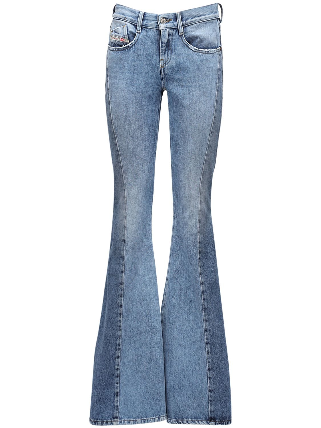 Diesel D-ferenz Flared Zipped Denim Jeans In Light Blue