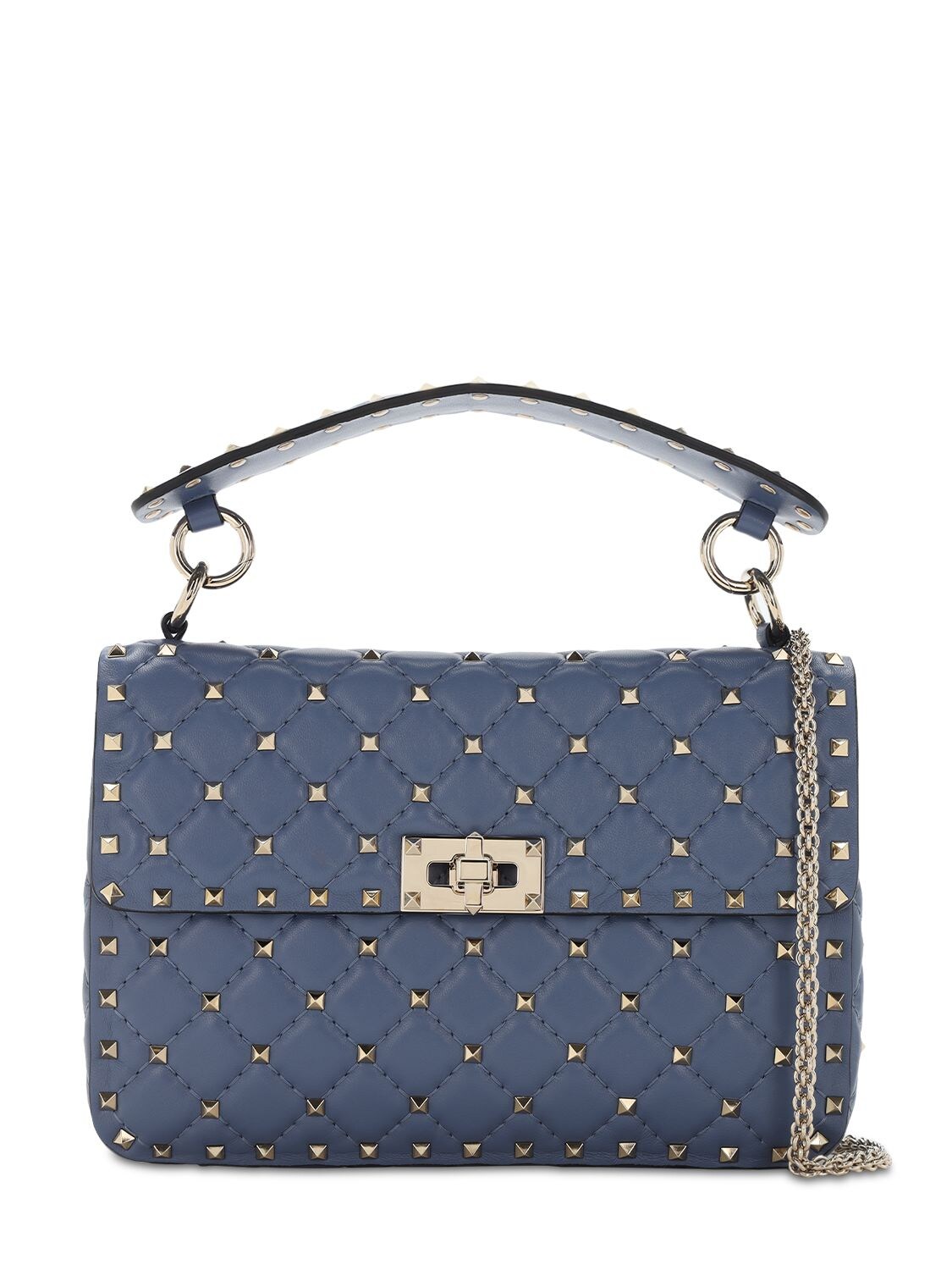 Valentino Garavani Small Spike Leather Shoulder Bag In Blue | ModeSens