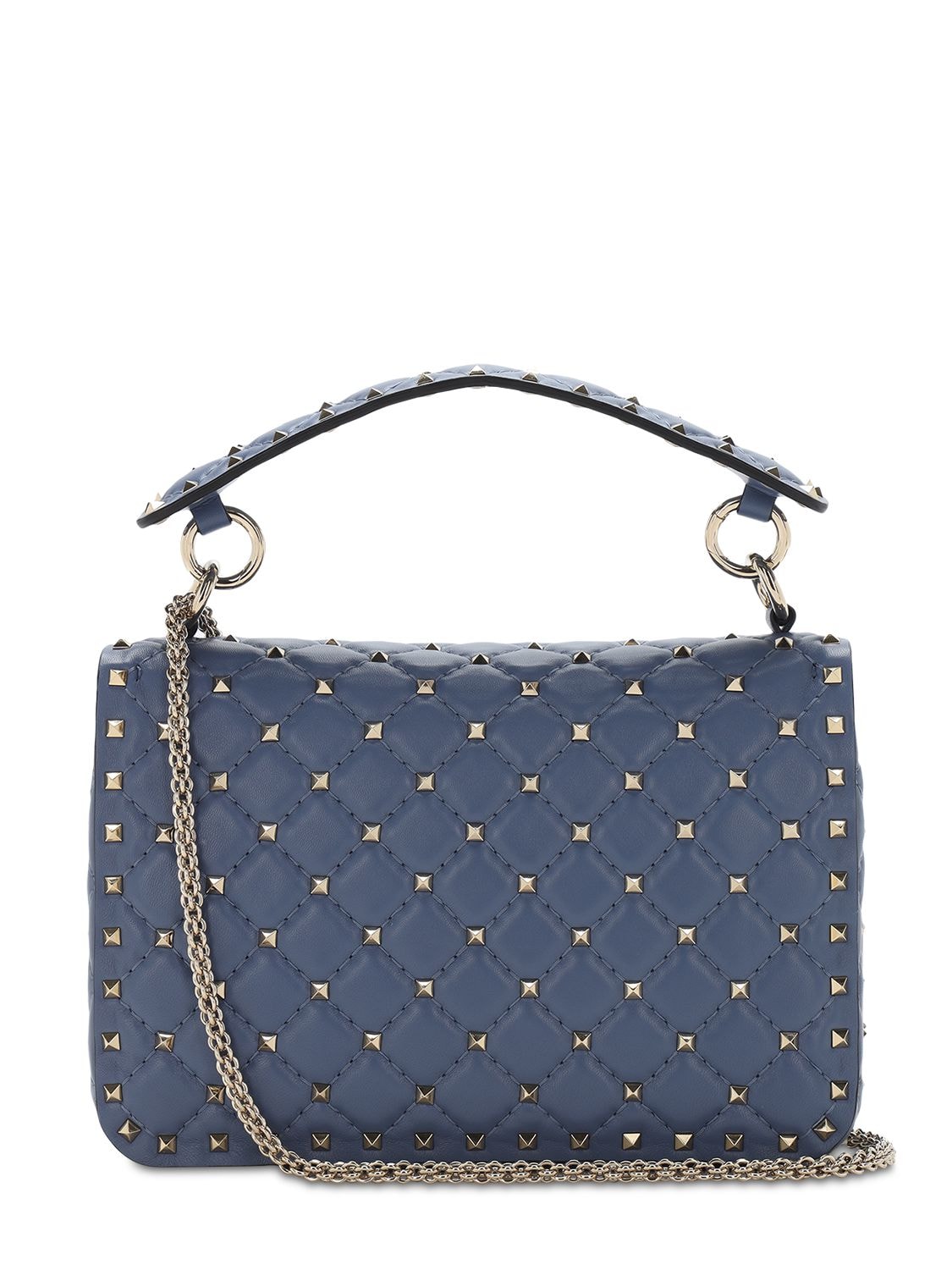 Valentino Garavani Rockstud Spike Small Leather Shoulder Bag In Blue ...