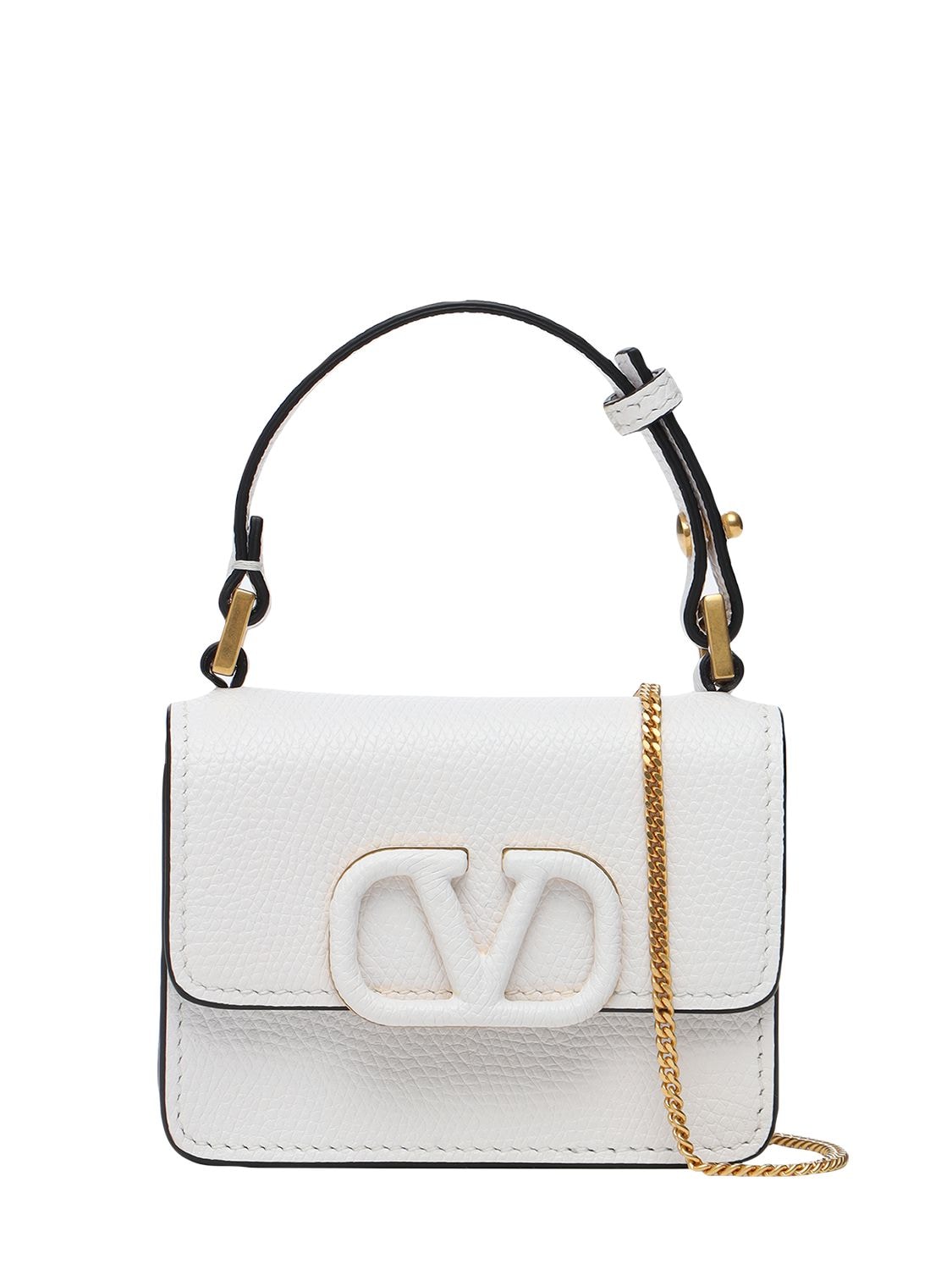Valentino Garavani V Sling Micro Wallet W/ Chain In White
