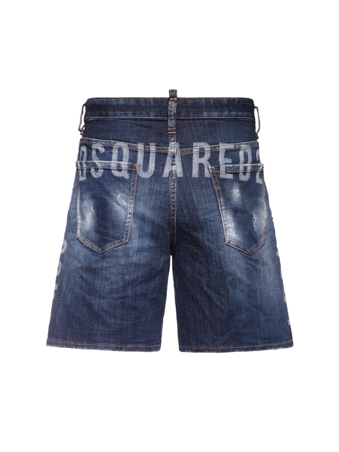 Dsquared2 36cm Boxer Fit Cotton Denim Shorts In Blue
