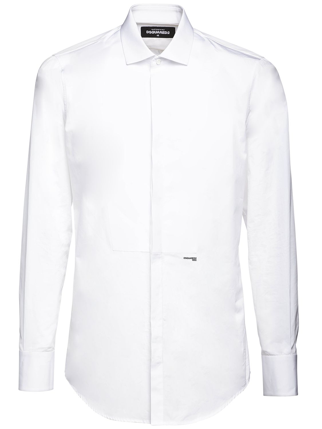 Dsquared2 Slim Cotton Poplin Tuxedo Shirt In White