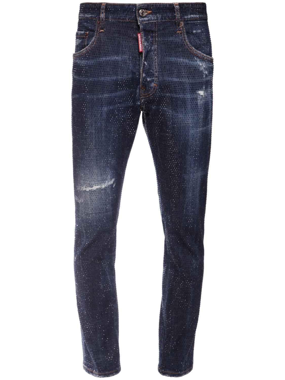 Dsquared2 16.5cm Skater Denim Jeans W/ Crystals In Blue