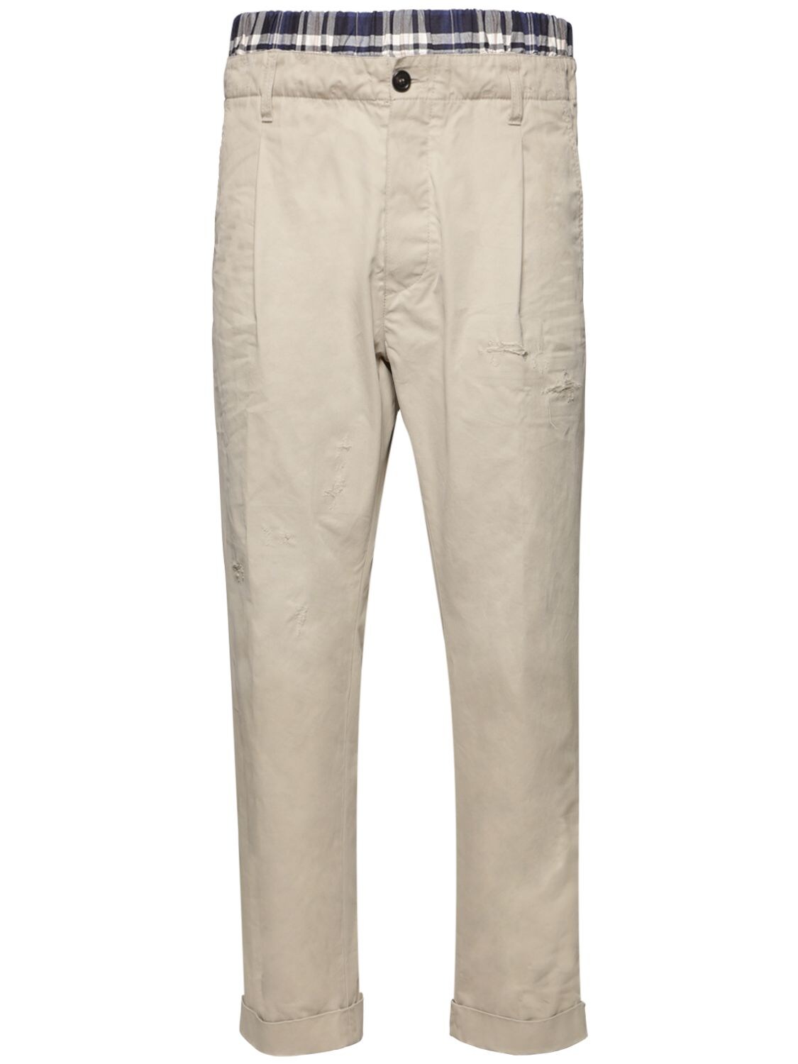 Dsquared2 Cotton Twill Chino Pants W/ Boxer In Stone