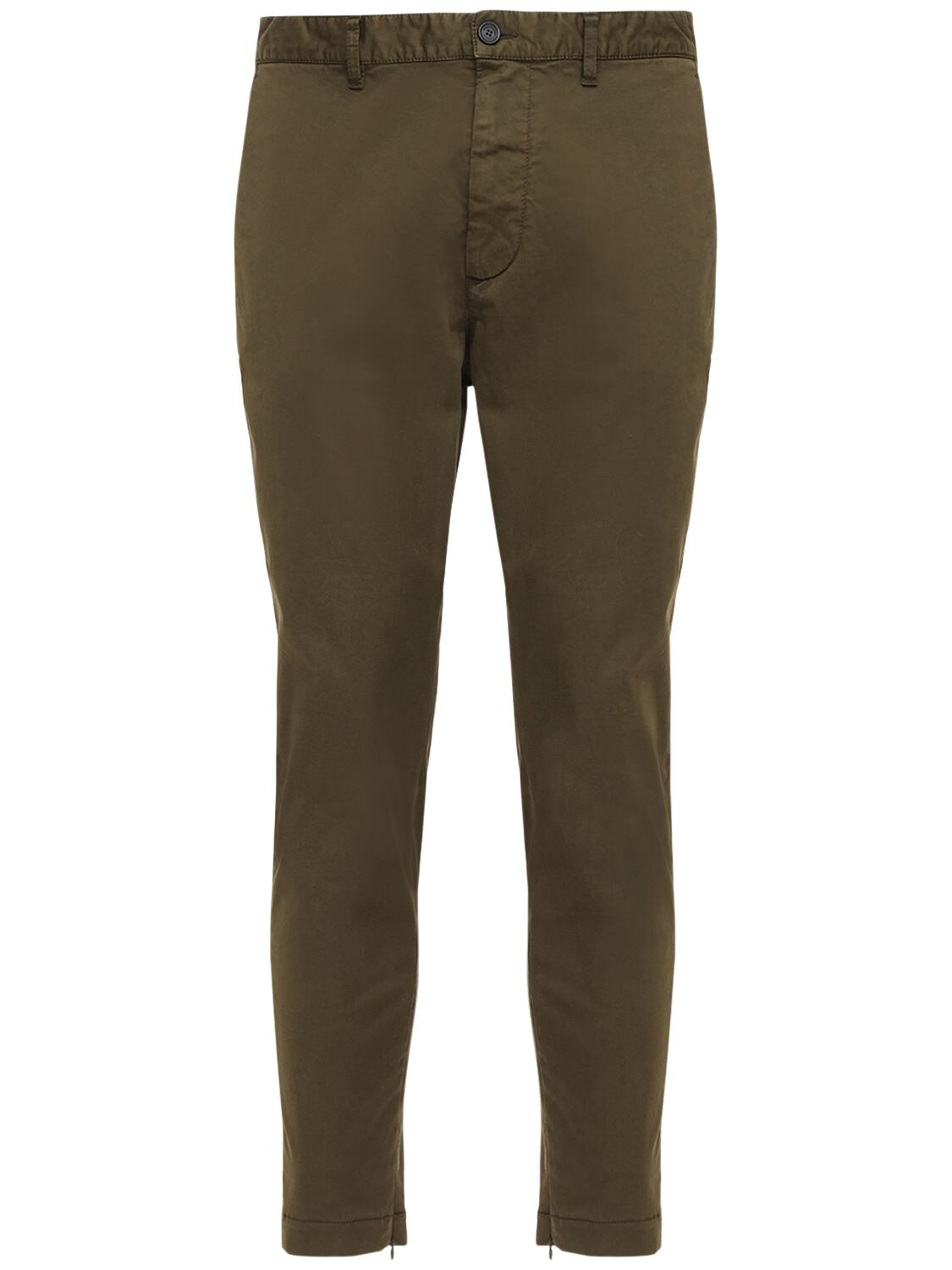 Dsquared2 Techno Skinny Dan Fit Cotton Blend Trousers In Military Green