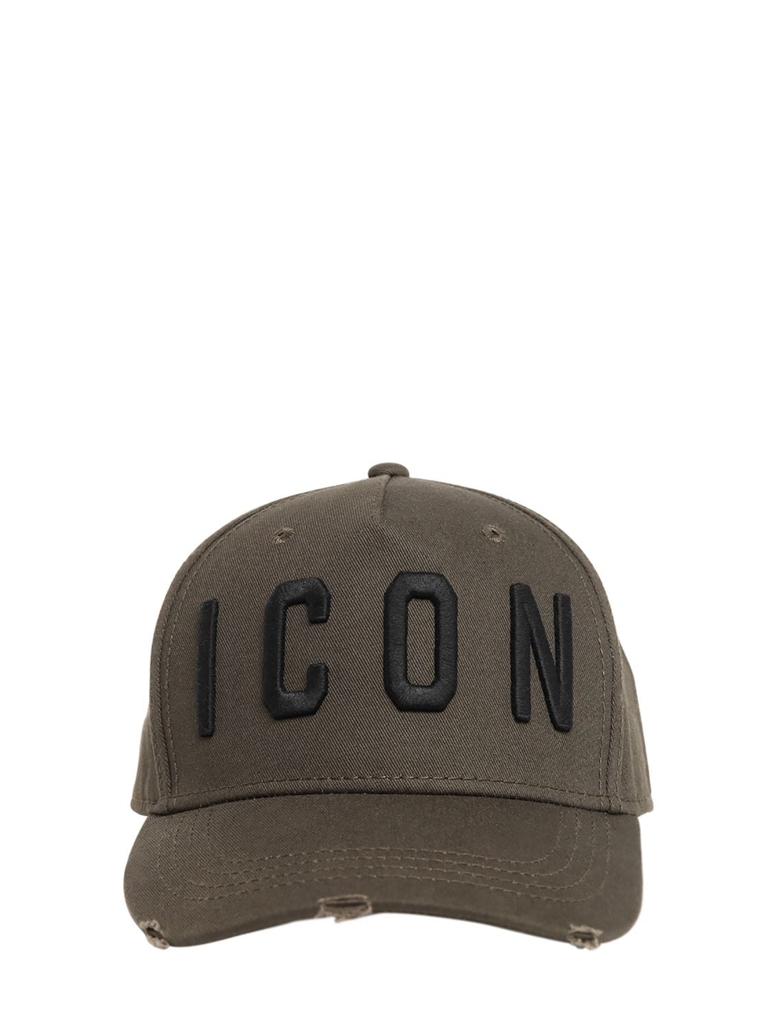 Dsquared2 Icon Cotton Canvas Baseball Hat In Army Green,black
