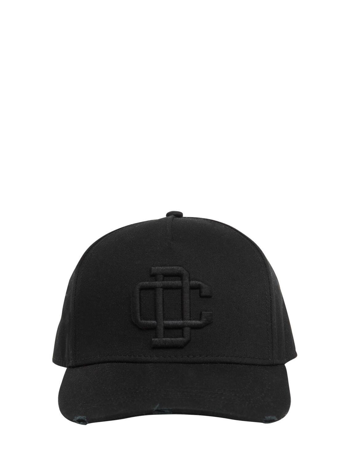 Dsquared2 - Dc logo cotton canvas baseball hat - Black | Luisaviaroma