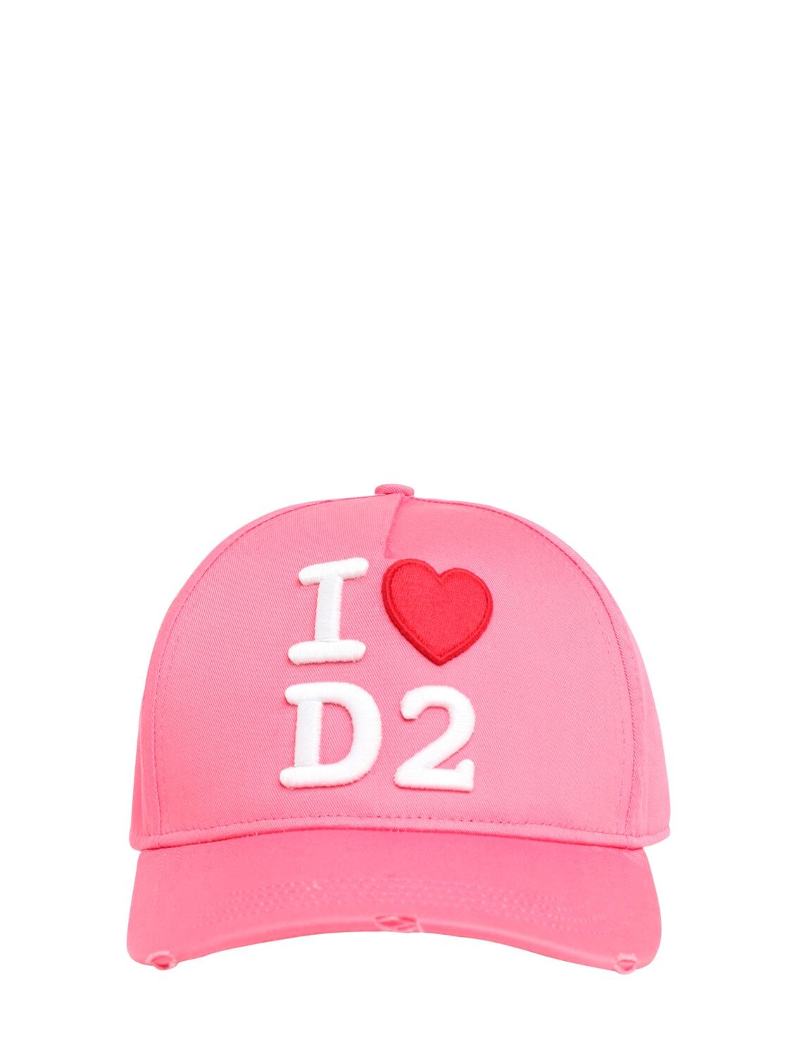 Dsquared2 I Love D2 Cotton Canvas Baseball Hat In Dark Pink