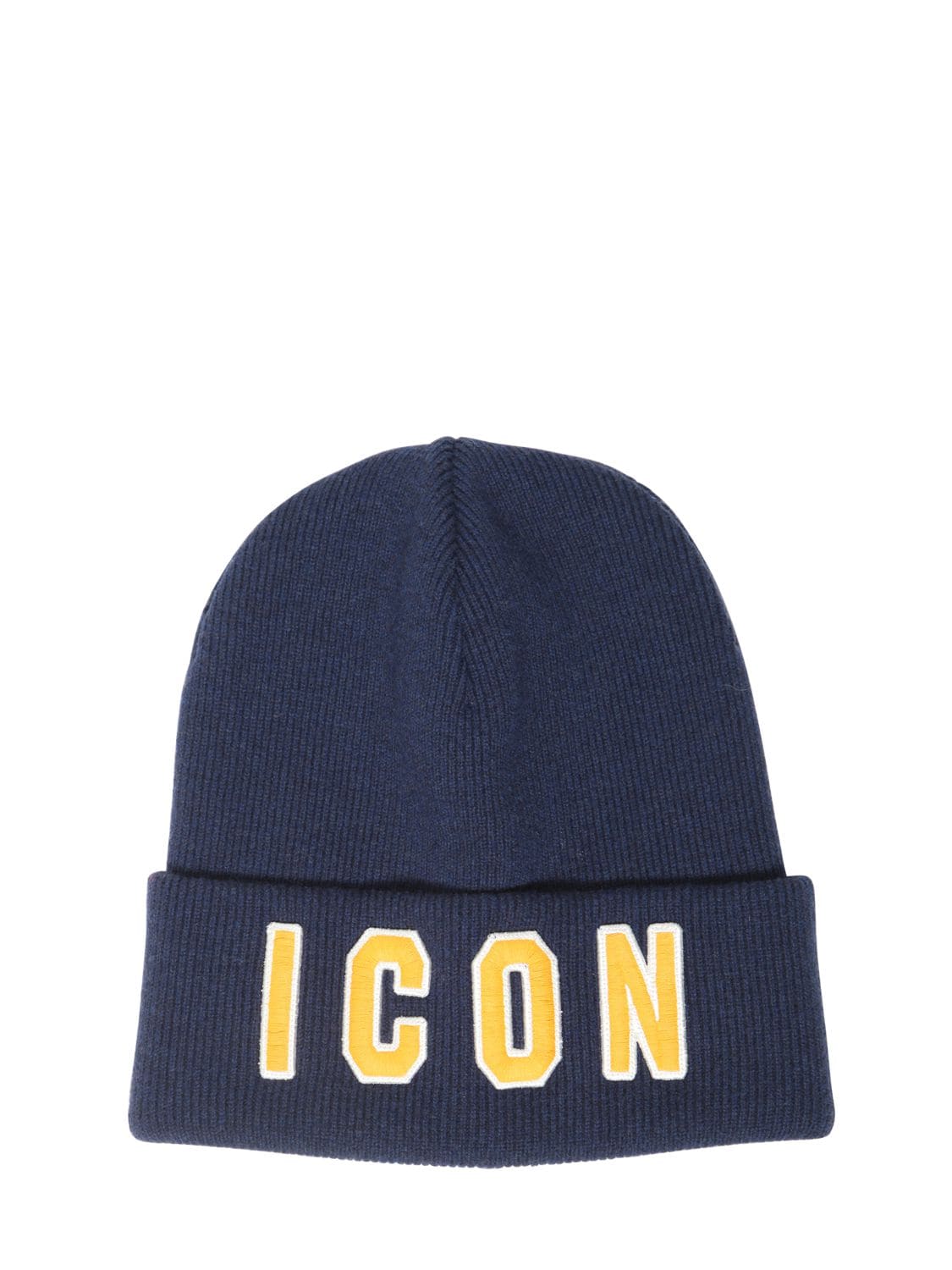 DSQUARED2 ICON PATCH KNIT WOOL BEANIE HAT,72IG7F017-TTEZODY1
