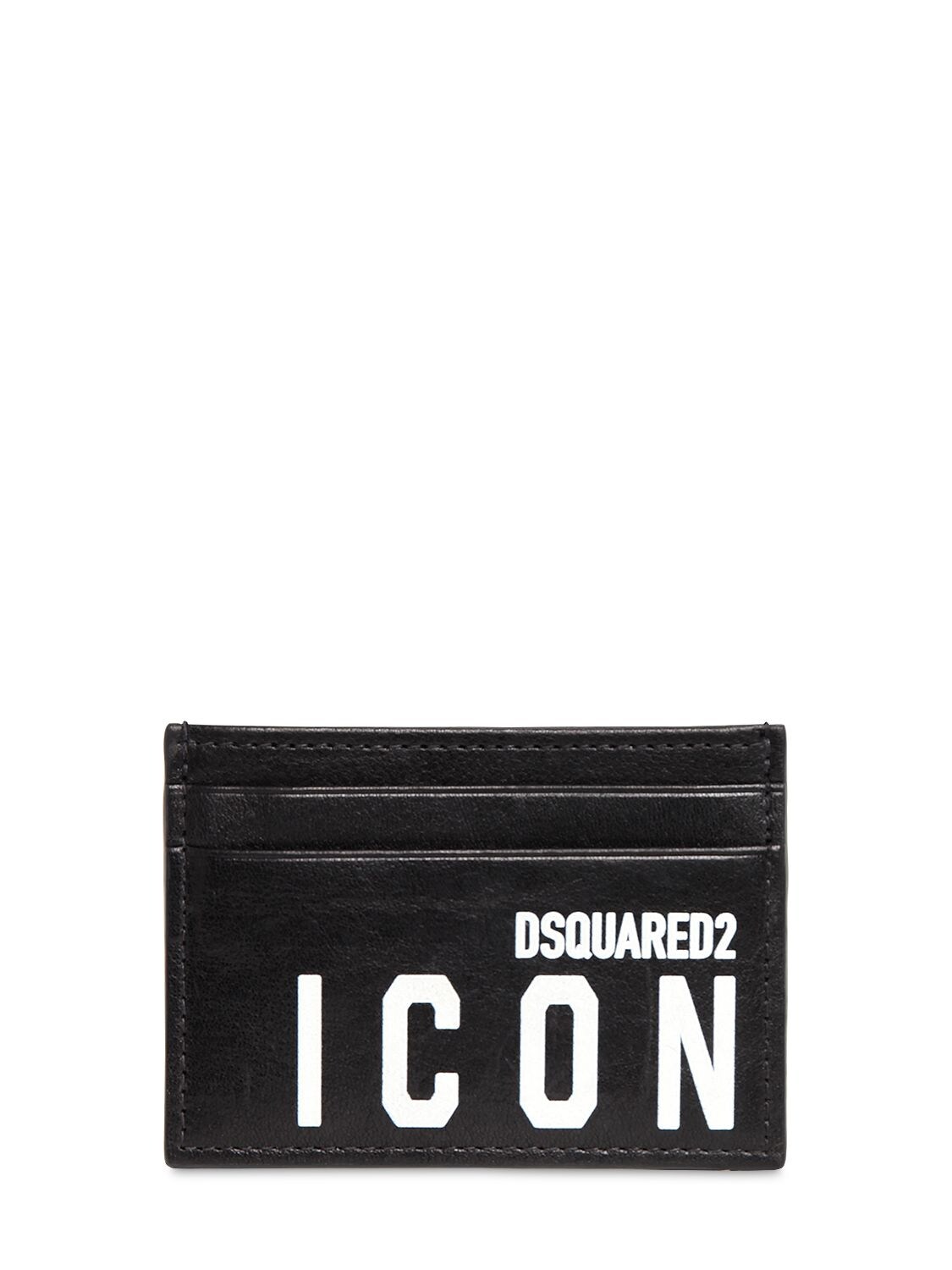 Icon Print Leather Card Holder
