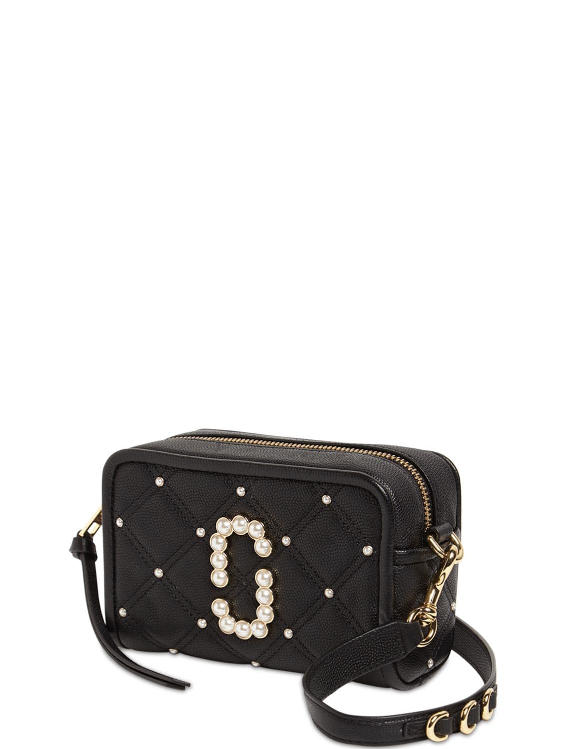 Marc Jacobs The Quilted Soft Shot 17 Leather Bag In Black