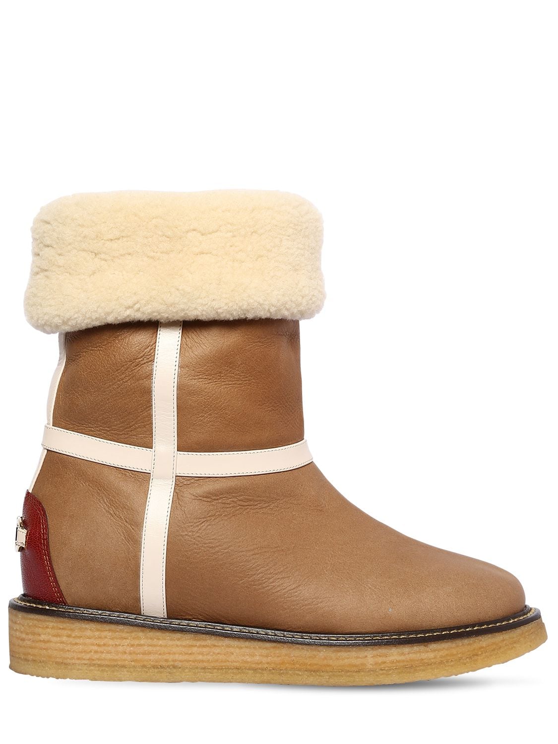 Ferragamo 30mm Cinisi Leather Snow Boots In Tan