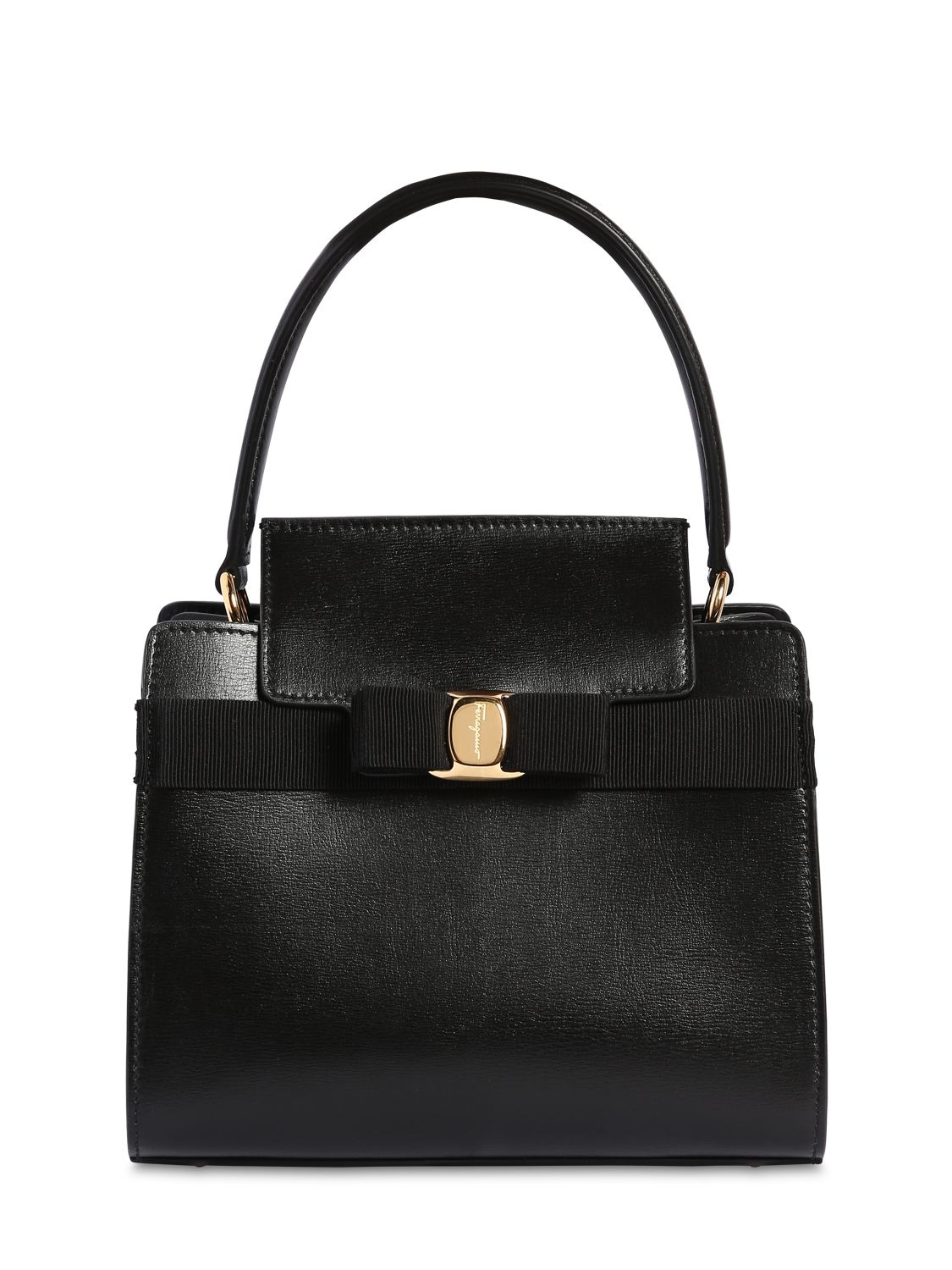 Salvatore Ferragamo Small Vara Leather Top Handle Bag In Black | ModeSens