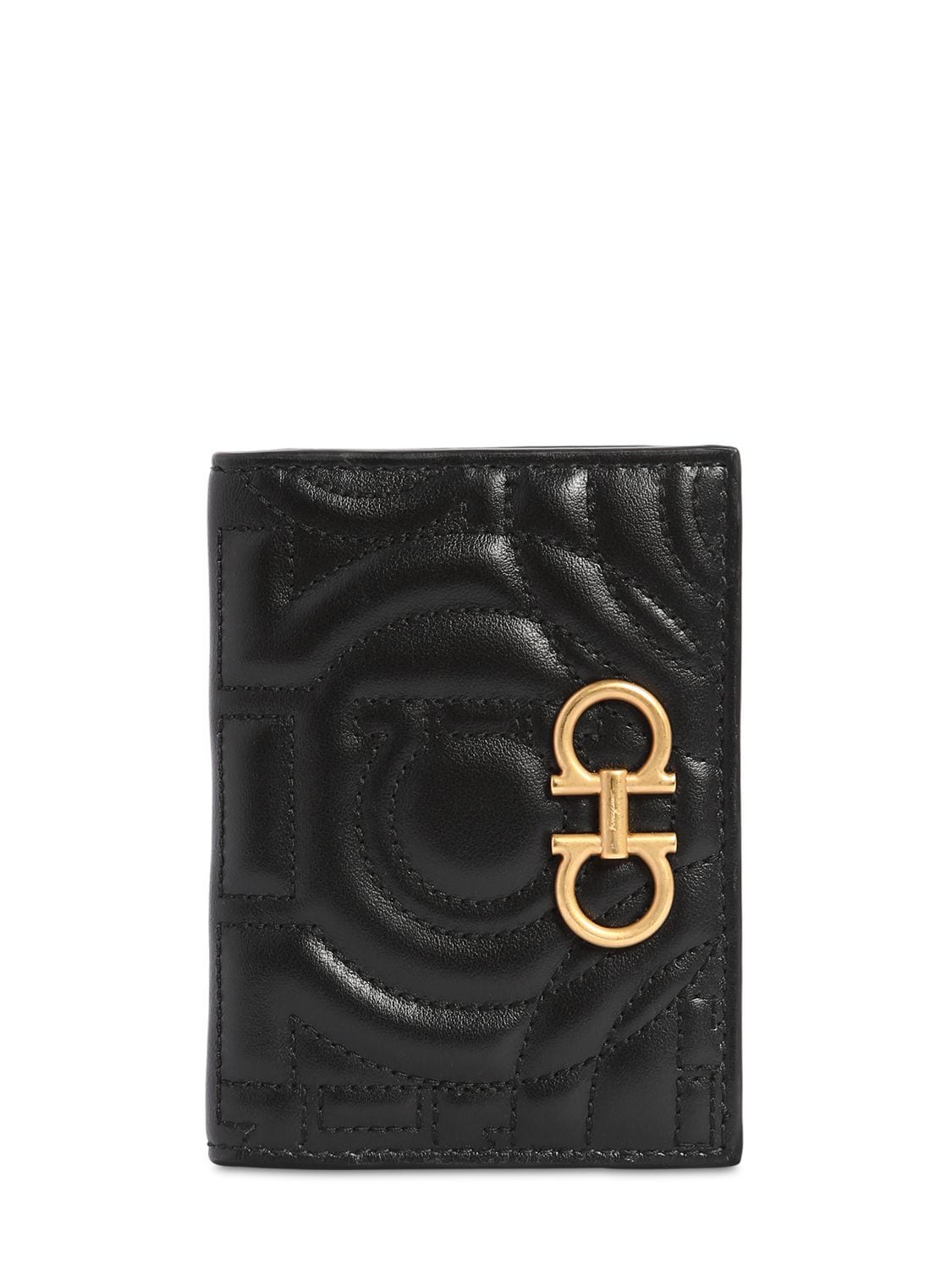 Ferragamo Quilted Leather Card Holder In Black