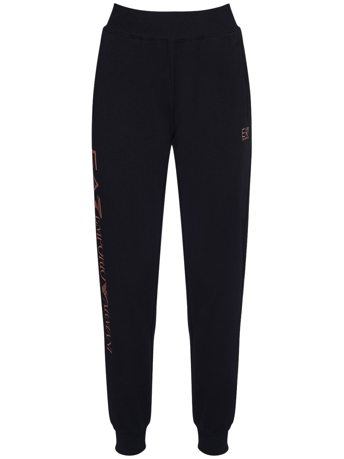 Ea7 Cotton Sweatpants In Black,pink