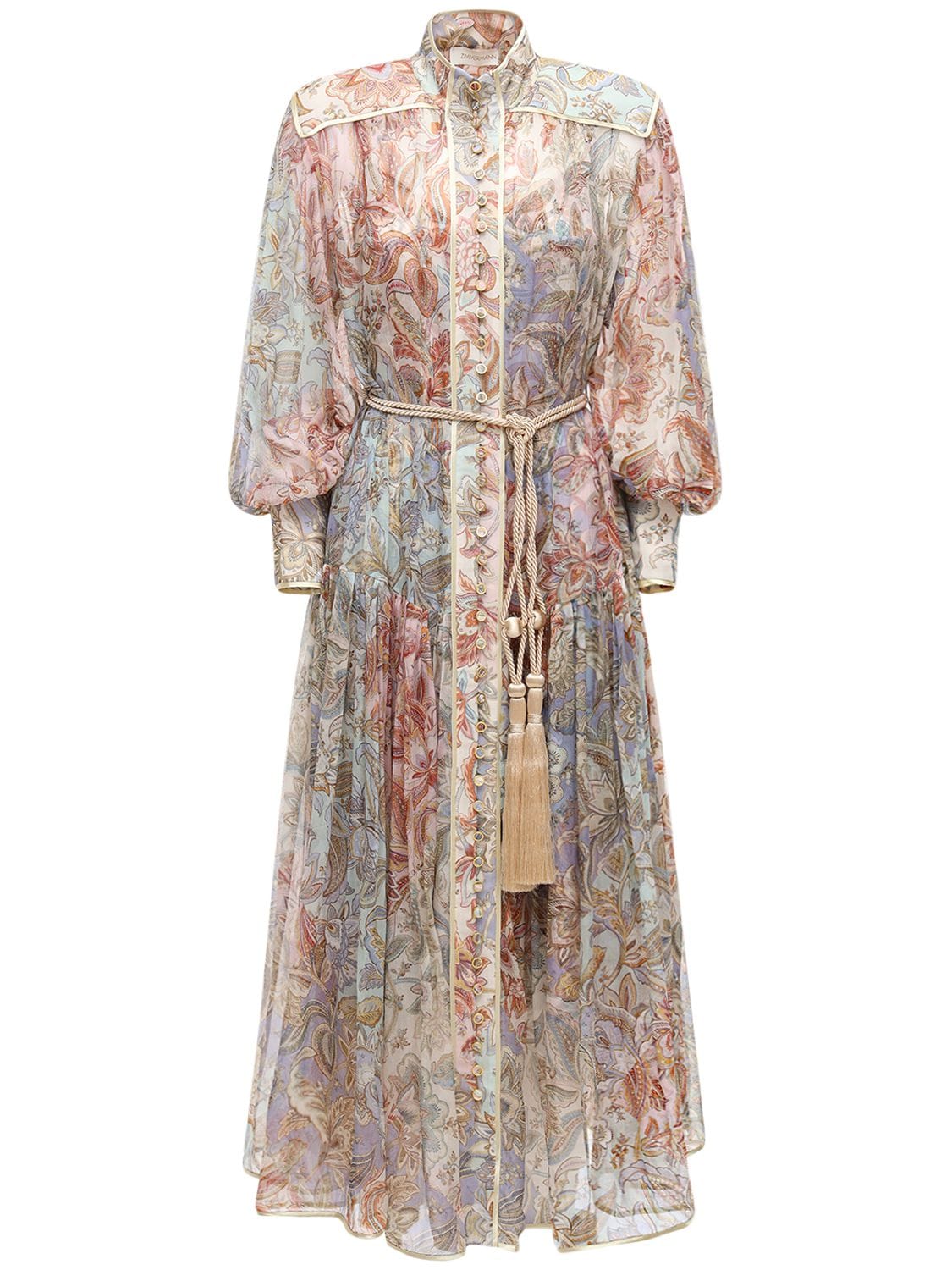 Zimmermann Lucky Bound Silk Chiffon Midi Dress In Multicolor | ModeSens
