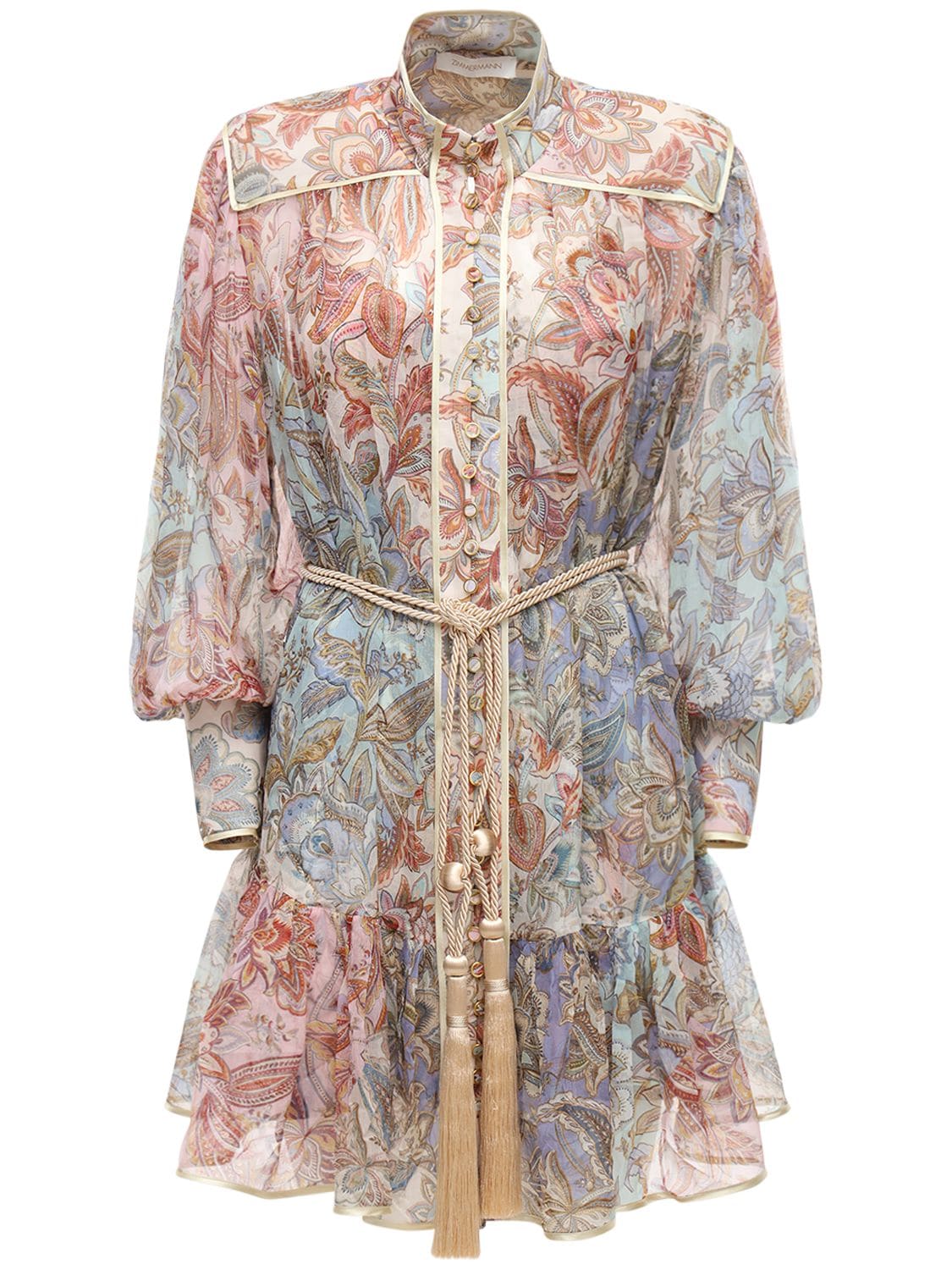 ZIMMERMANN LUCKY BOUND SILK CHIFFON MINI DRESS,72IGF9017-TULYRUQGSKFDT0JFQU41