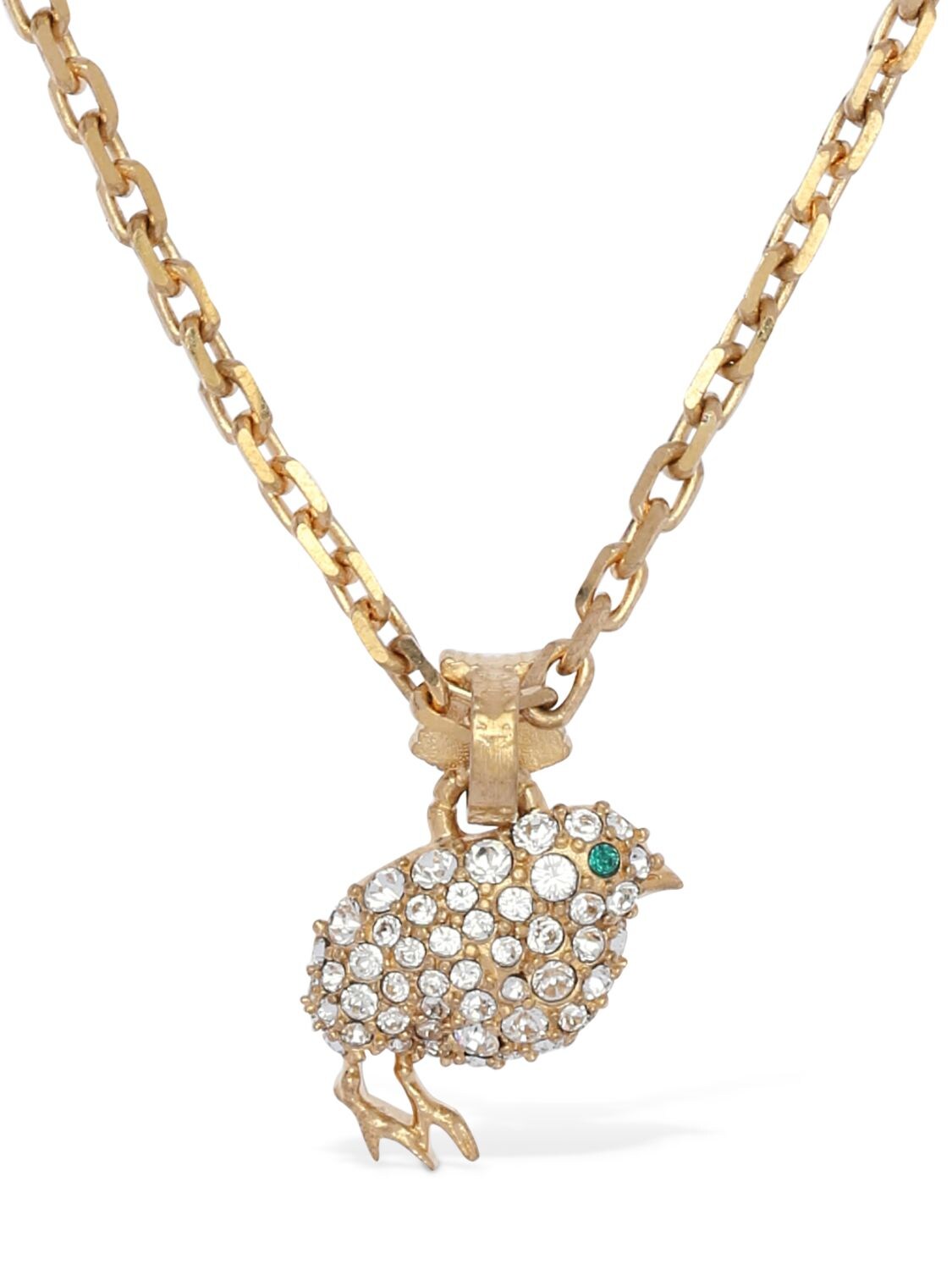 Gucci Chick Pavé Charm Long Necklace In Gold,crystal