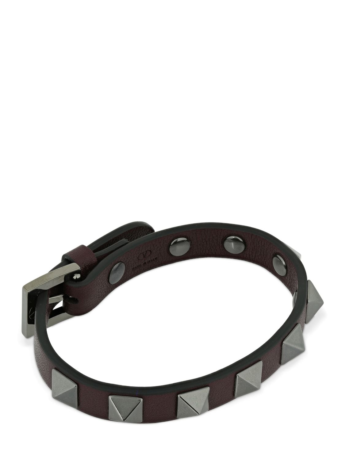 Valentino Garavani Rockstud Leather Belt Bracelet In Bourdeaux