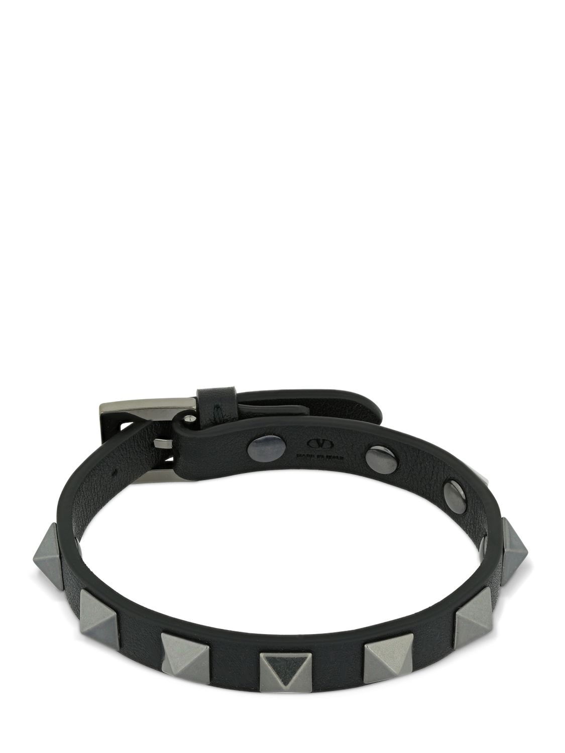 Valentino Garavani Rockstud Leather Belt Bracelet In Black