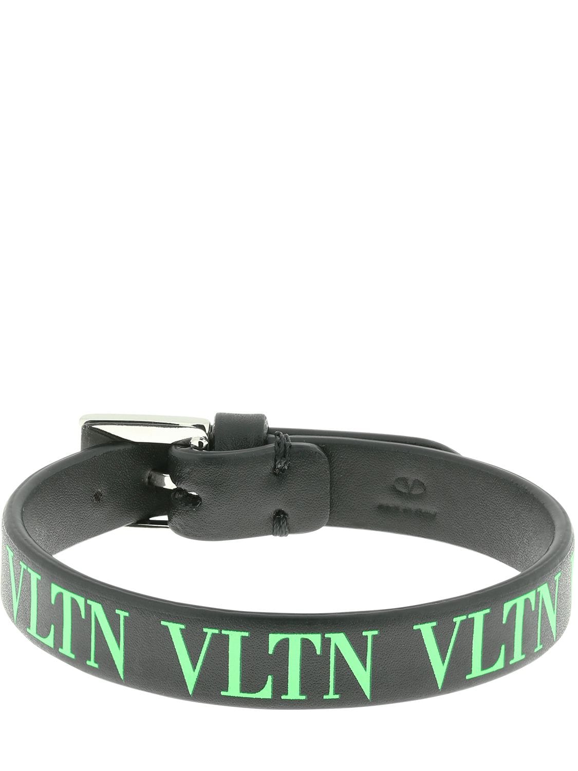 Valentino Garavani 10mm Vltn Logo Print Leather Bracelet In Neon Green
