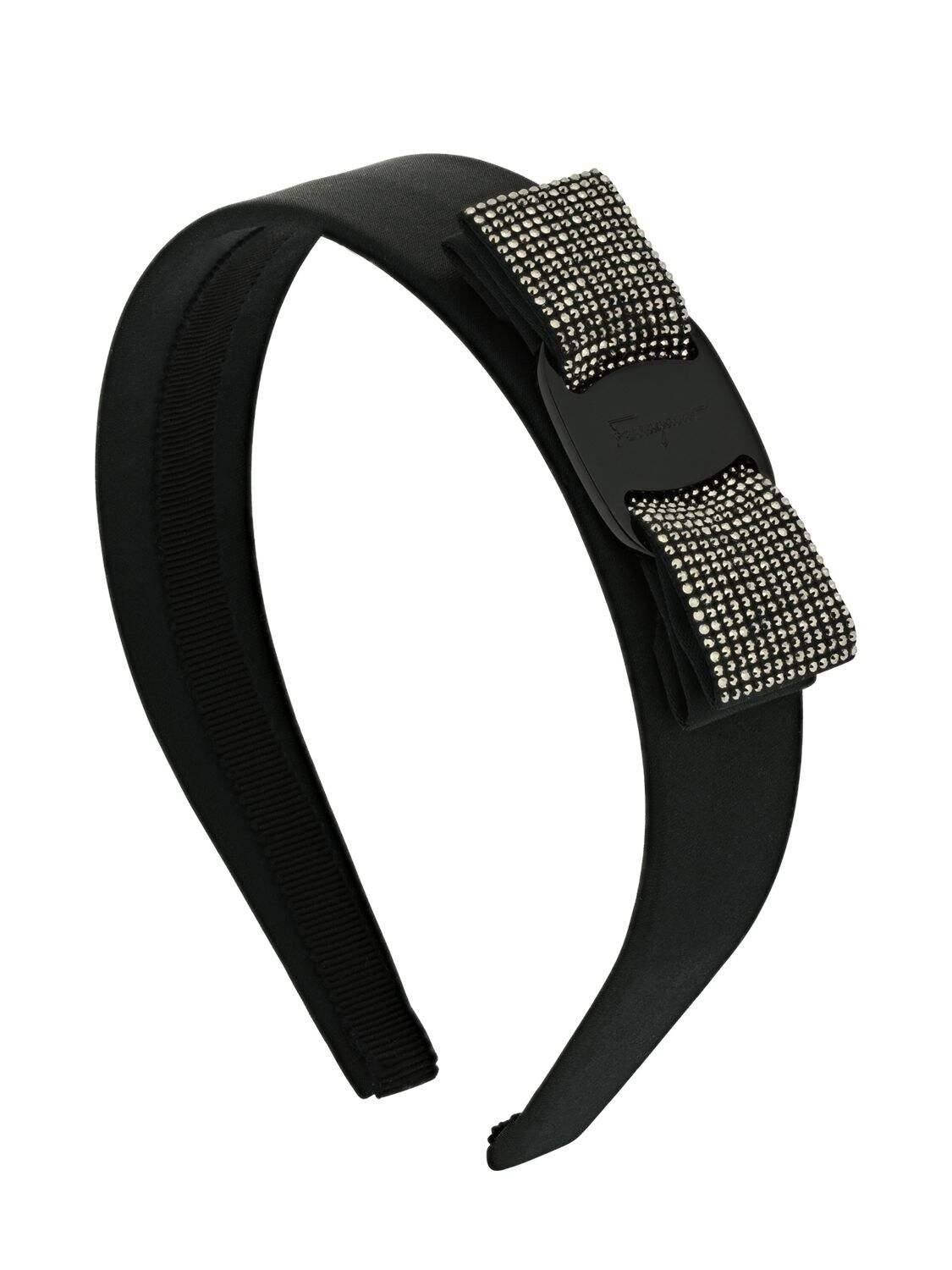 Ferragamo 3cm Vara Bow Satin Headband In Black