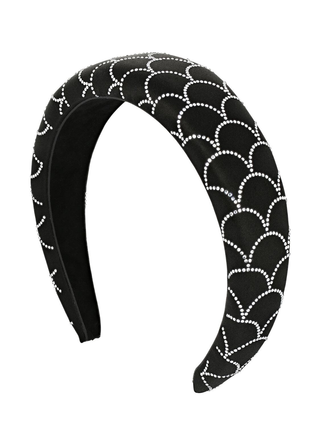 Ferragamo 3cm Embellished Padded Satin Headband In Black