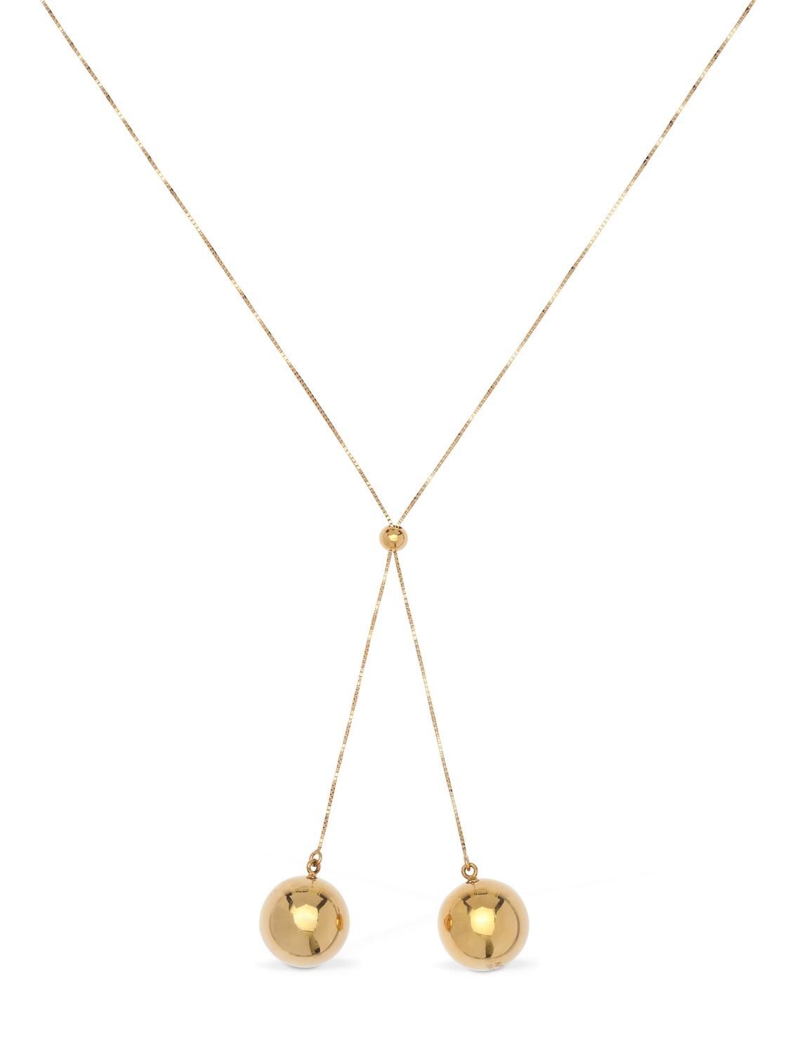 Bottega Veneta Double Sphere Long Necklace In Gold