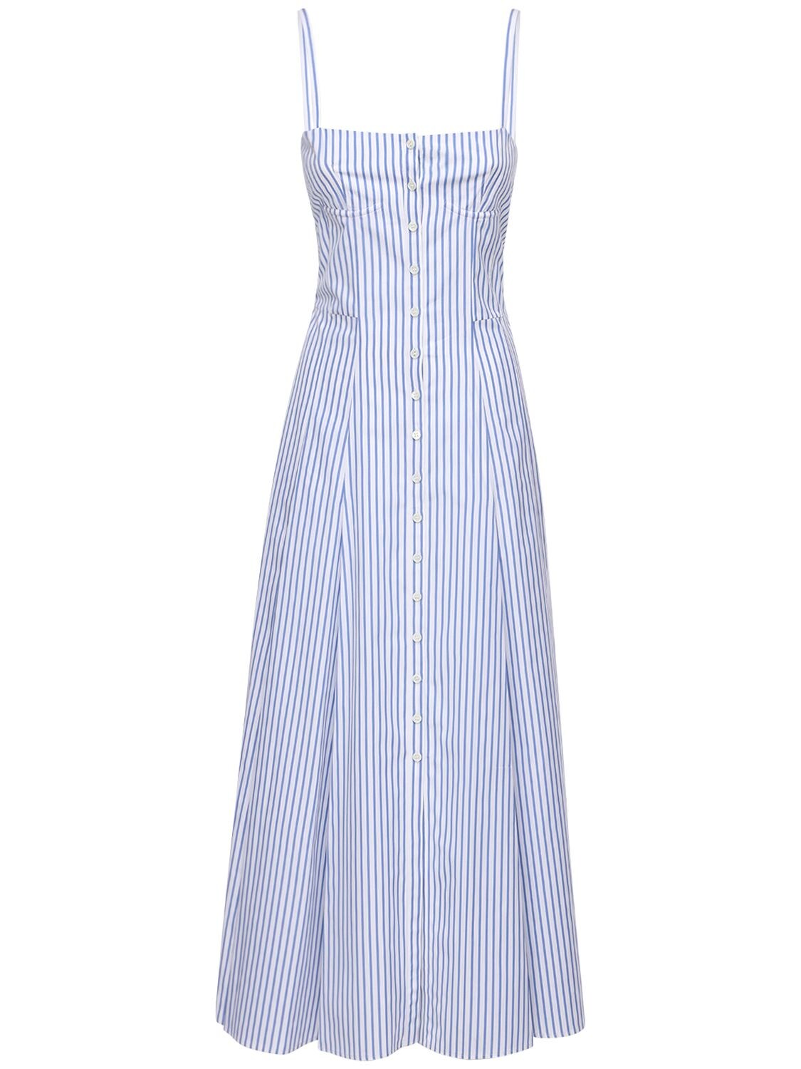 Gabriela Hearst Prudence Striped Cotton Dress In Light Blue