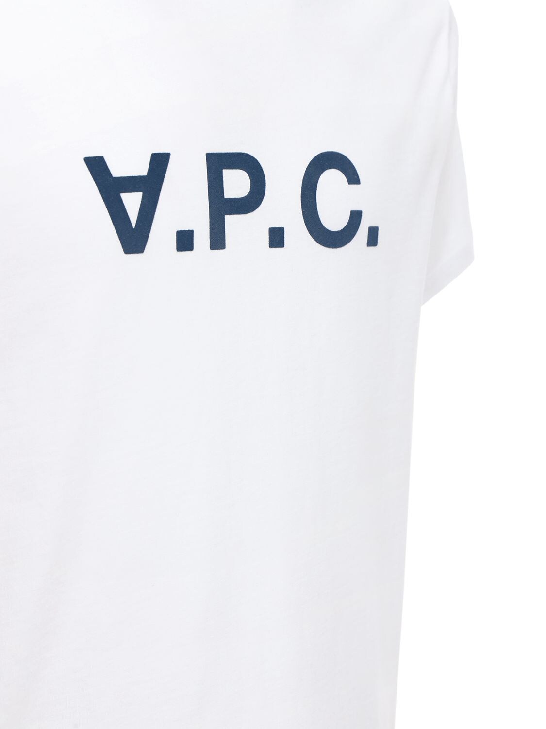 Shop A.p.c. Flocked Logo Organic Cotton T-shirt In White,navy