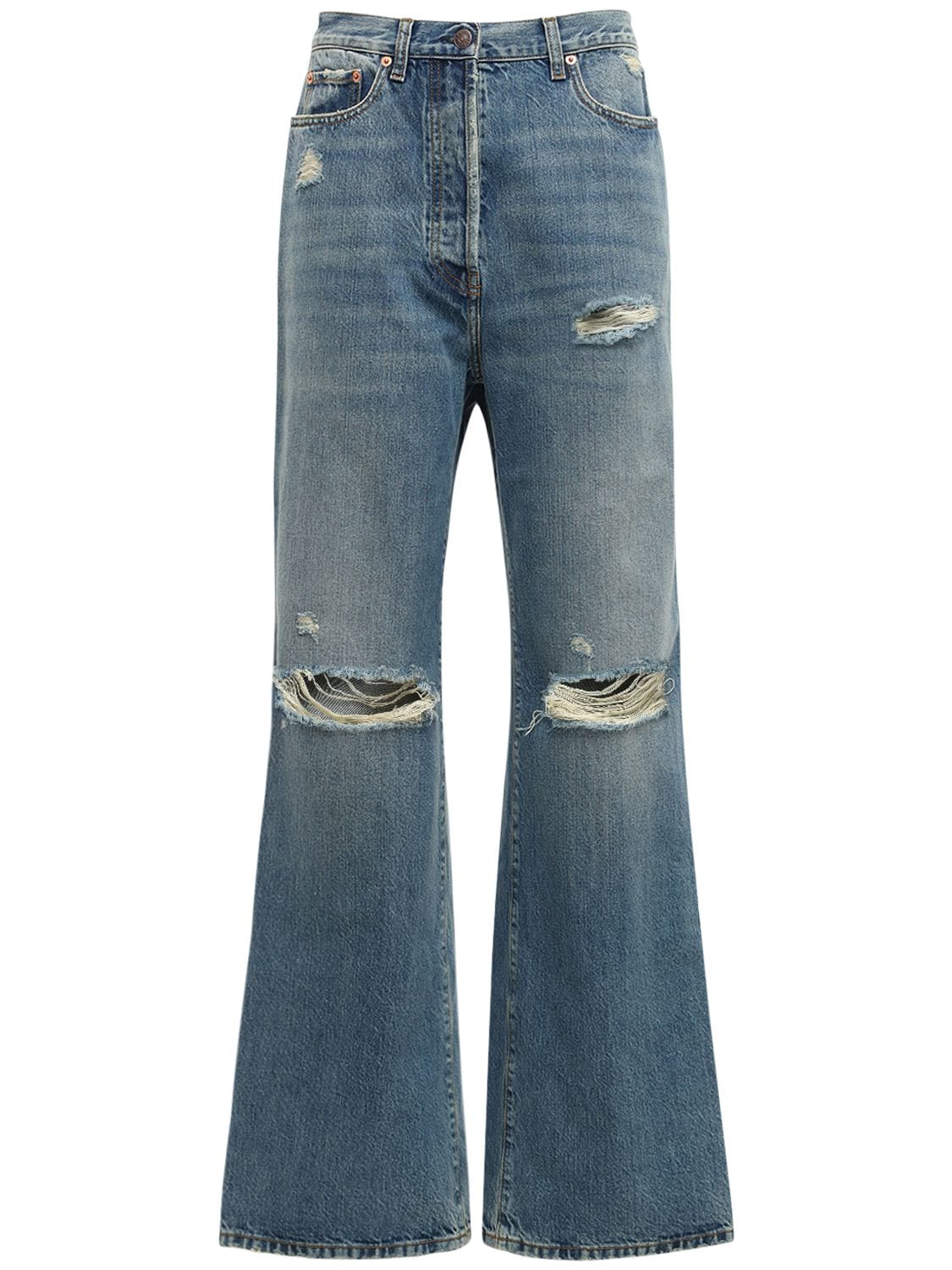 Gucci Blue Eco-washed Organic Denim Ripped Jeans In 4011 Blue | ModeSens