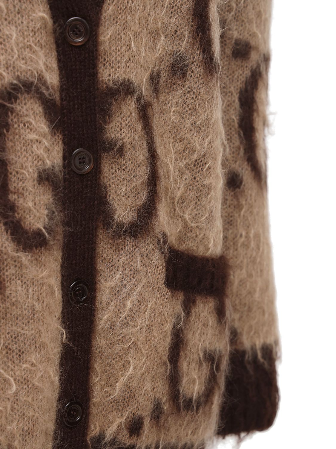 Shop Gucci Oversized Gg Mohair Blend Knit Cardigan In Beige