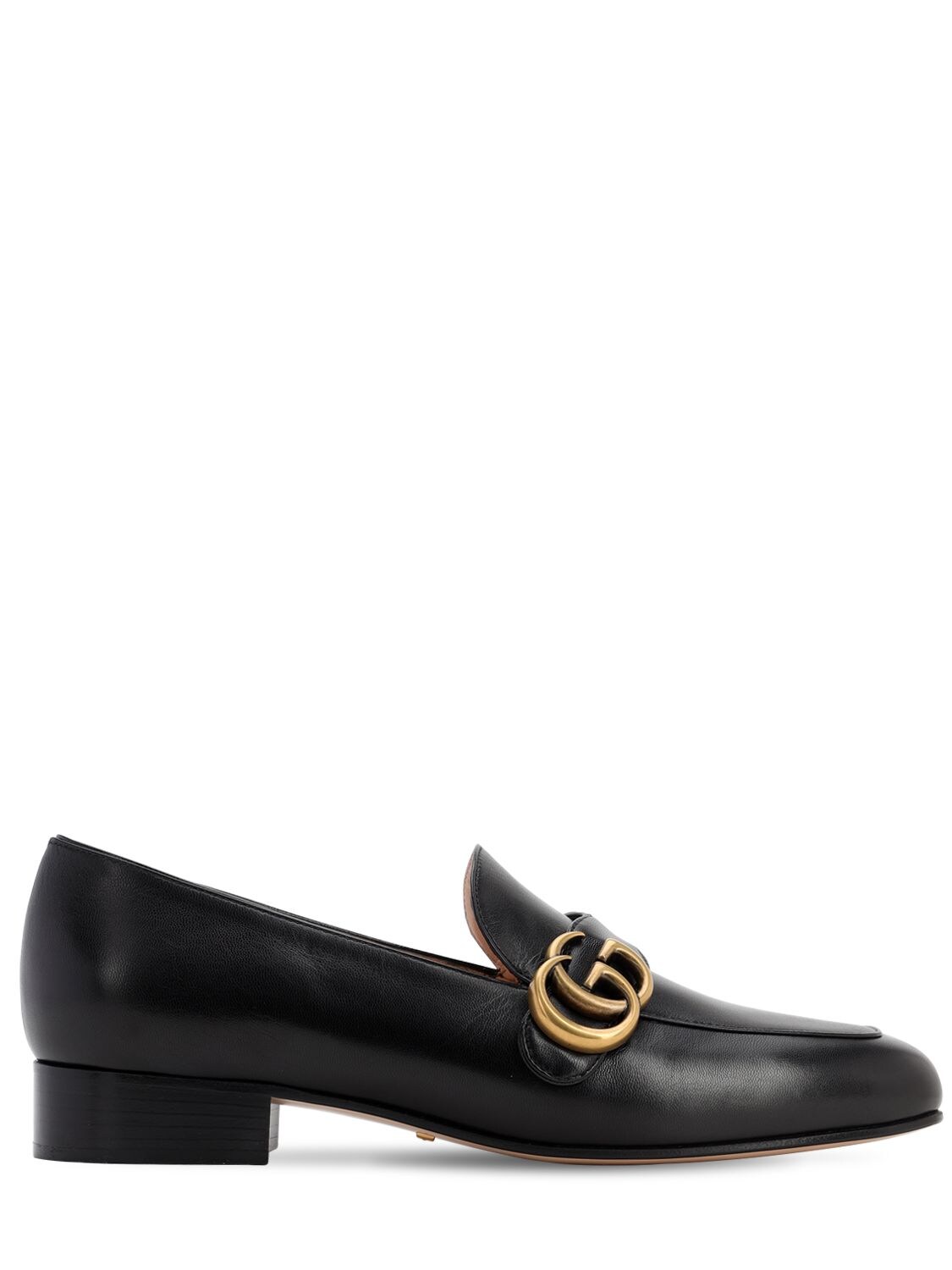 Gucci 25mm Marmont Leather Loafers In Black