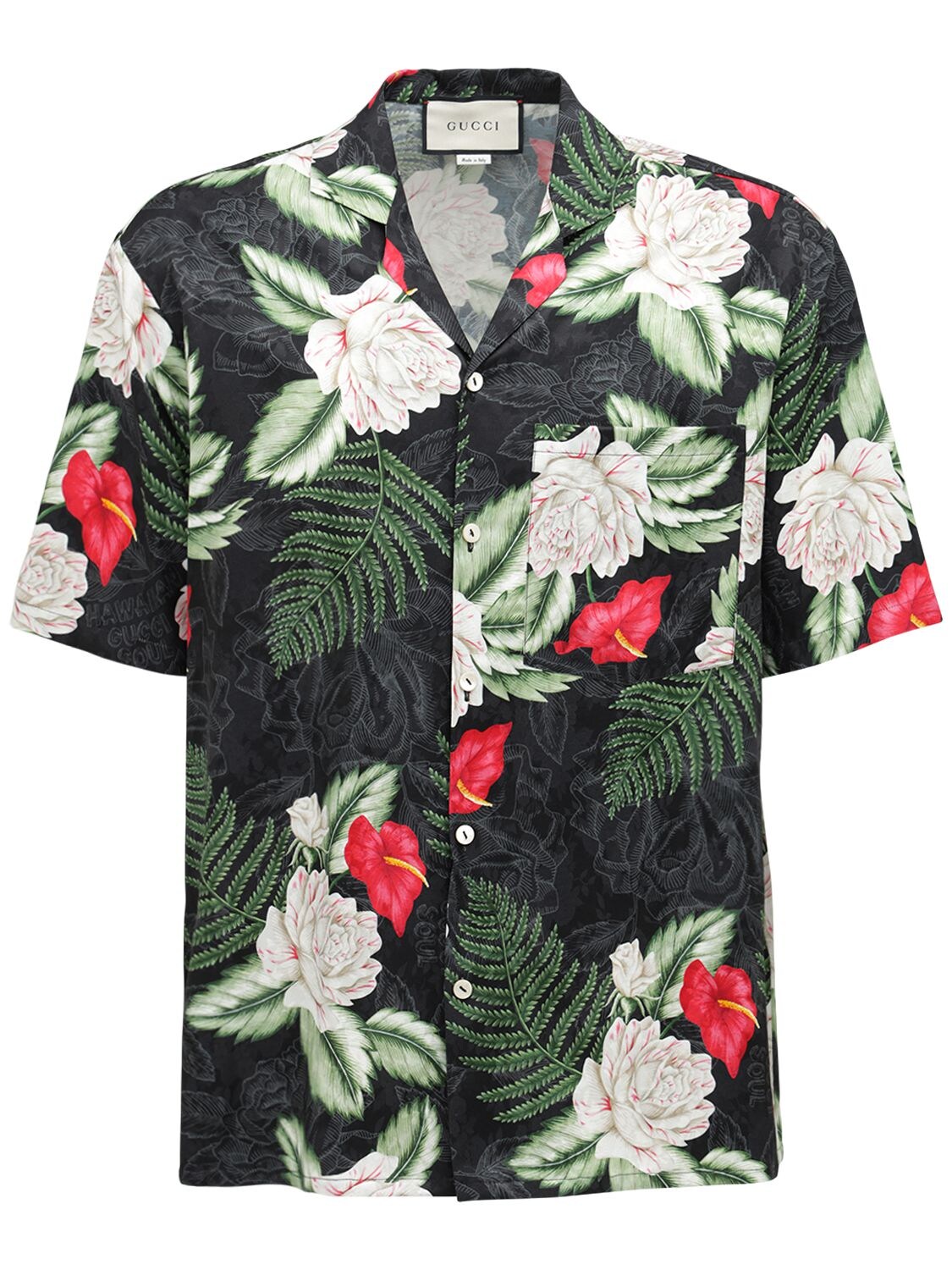 Hawaii Printed Silk Blend Bowling Shirt